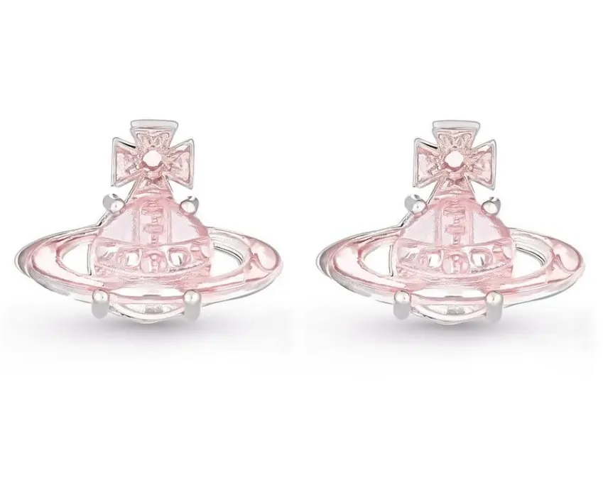 Vivienne Westwood 西太后粉色方晶耳钉
