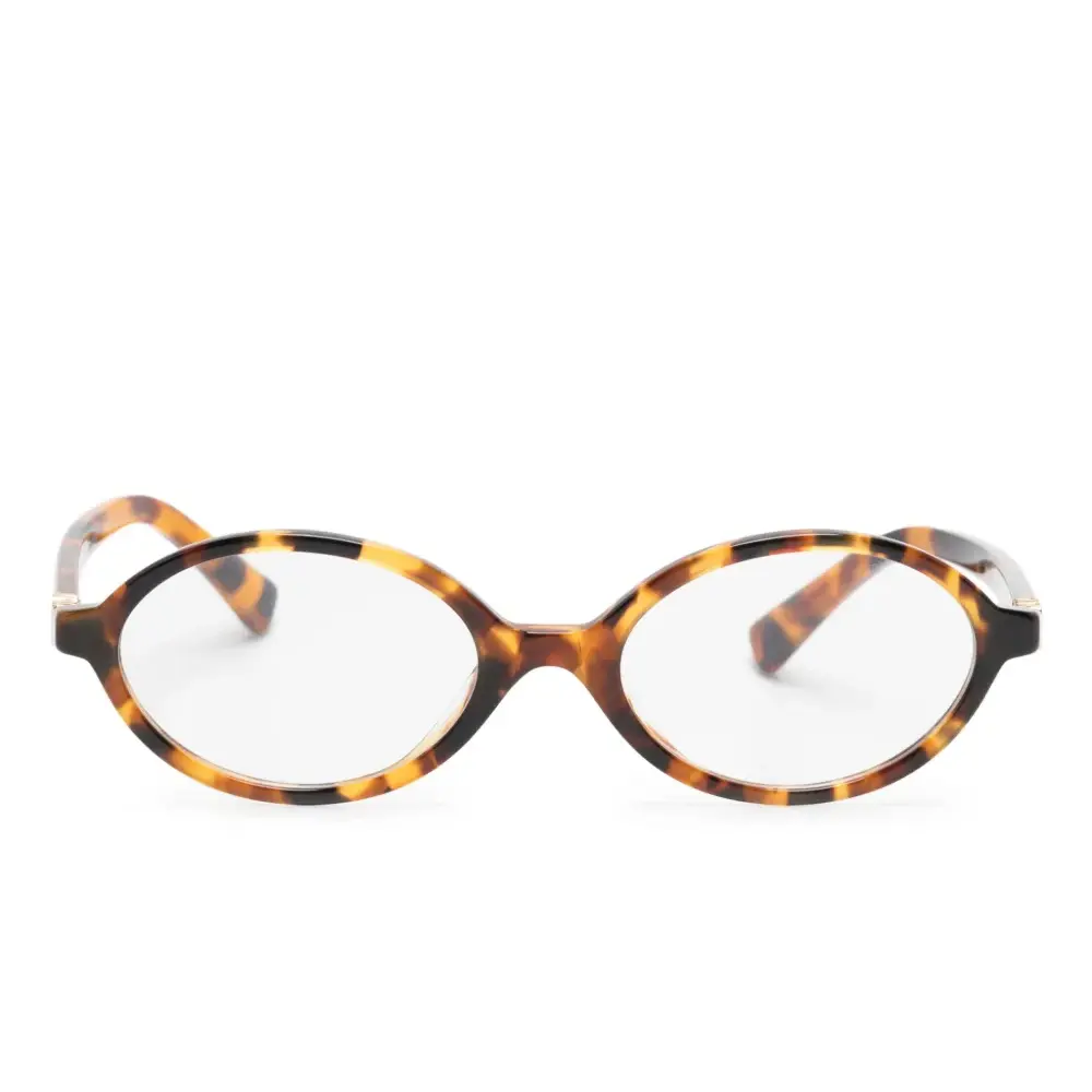 超热门！MIU MIU Eyewear 玳瑁纹椭圆形框太阳眼镜