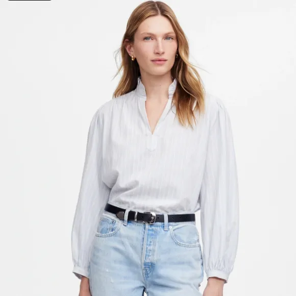 通勤穿搭！Madewell 条纹长袖