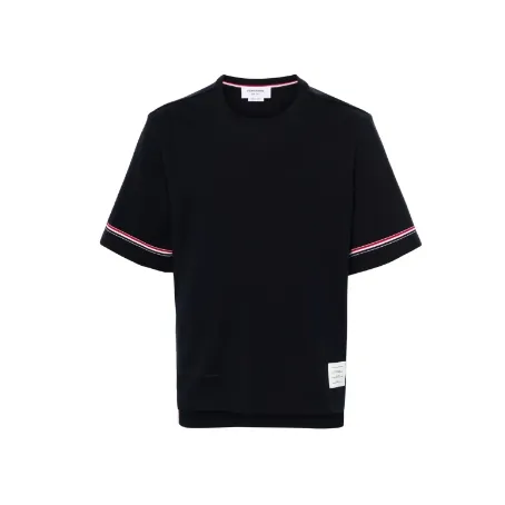 THOM BROWNE 红白蓝条纹棉T恤