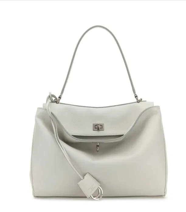 Balenciaga 中号牛仔白垩皮革手提包