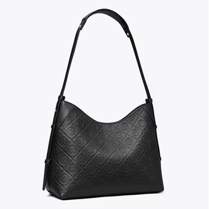 新款上线！Tory Burch 汤丽柏琦 黑色老花流浪包