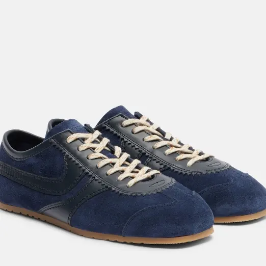 DRIES VAN NOTEN 蓝色绒面德训鞋