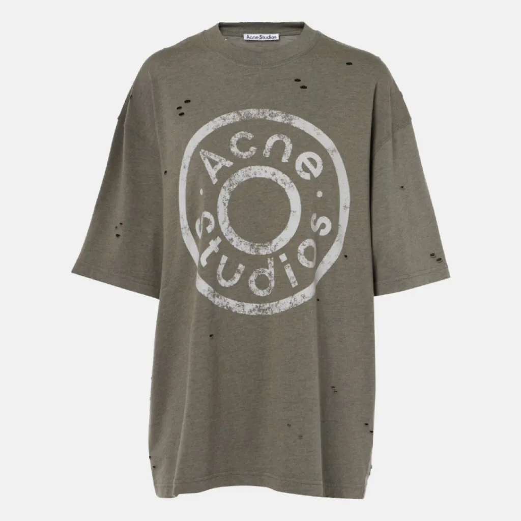 ACNE STUDIOS 苔绿色徽标T恤