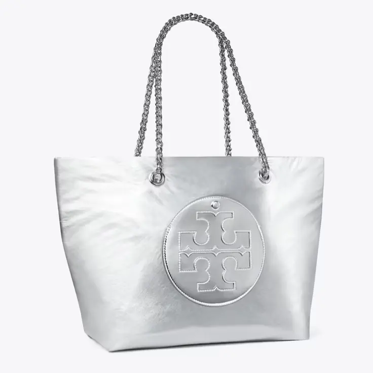 Tory burch 汤丽柏琦 Ella 银色链条托特包