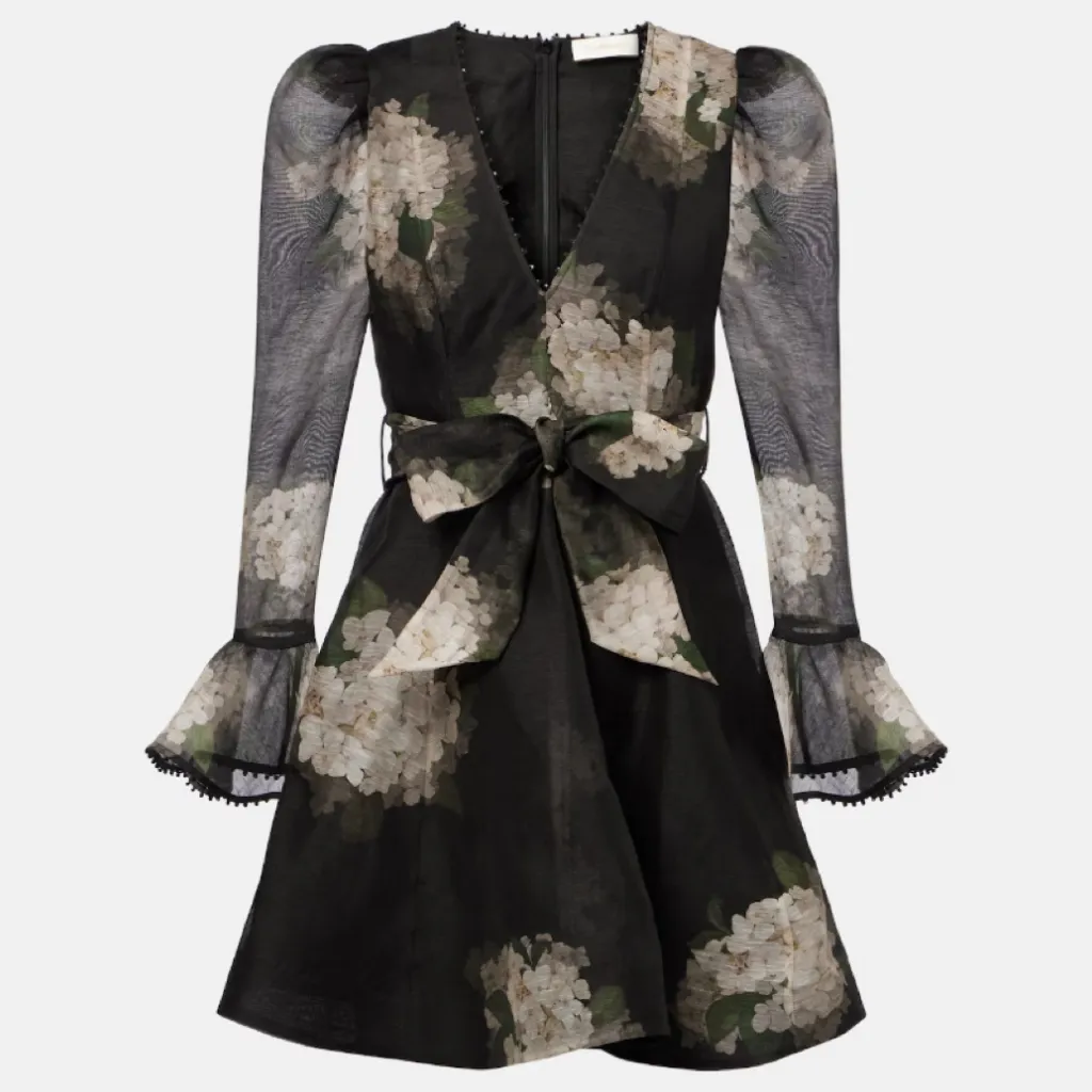 ZIMMERMANN 绣球花印花黑色连衣裙