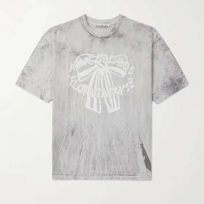 ACNE STUDIOS 蝴蝶结印花灰色T恤