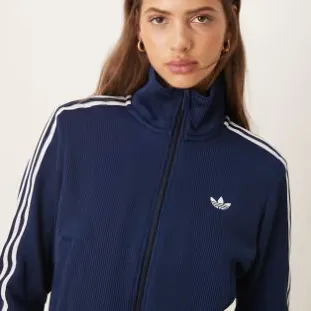 ADIDAS ORIGINALS 阿迪达斯三叶草印花海军蓝针织外套