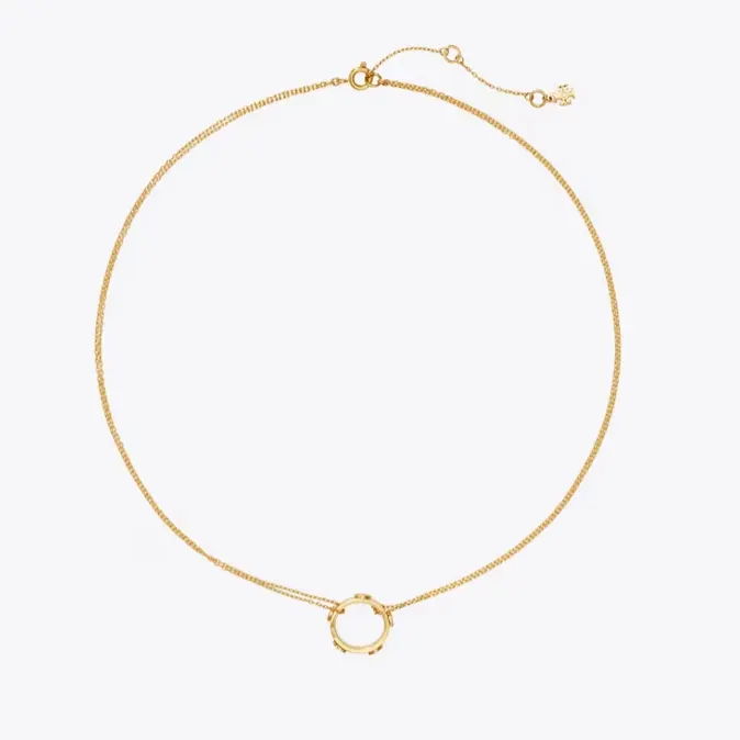 新款！Tory Burch 汤丽柏琦 圆盘吊坠项链