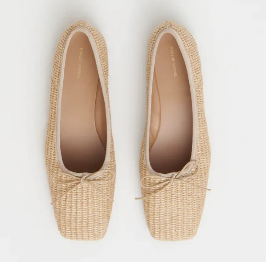 Mansur Gavriel 方头草编鞋
