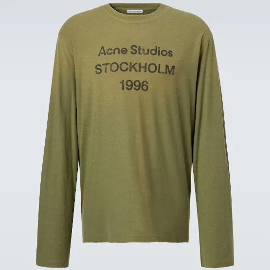 ACNE STUDIOS 1996 字母徽标绿色长袖T恤