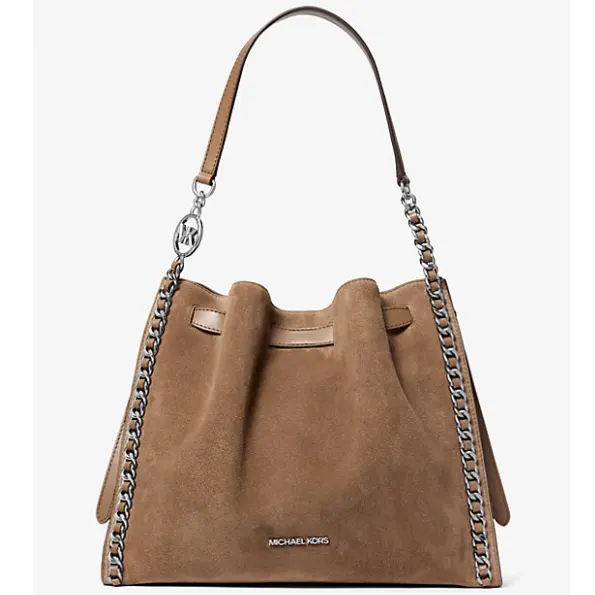 满$200享额外8折！Michael Kors Mina 大号 麂皮单肩包