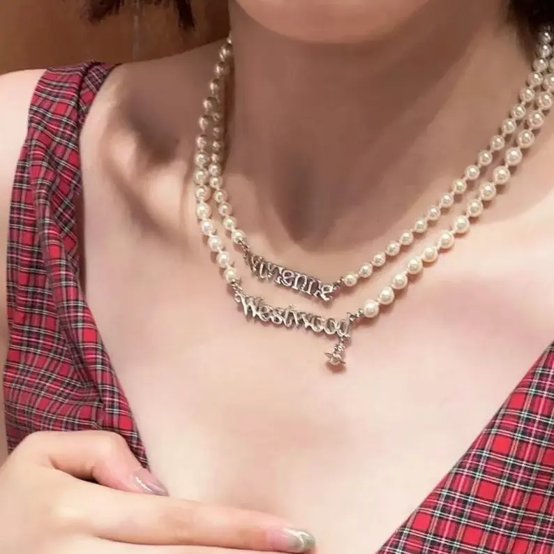 上新！Vivienne Westwood 西太后 25秋冬双层字母珍珠项链