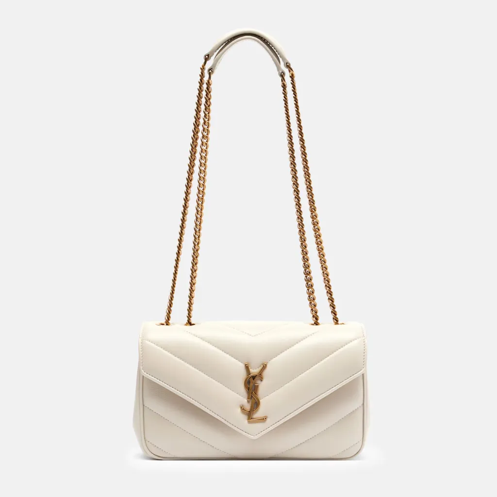 SAINT LAURENT 圣罗兰 Lou Lou 小号白色皮革单肩包