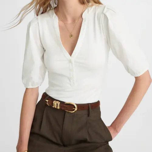 Madewell 泡泡袖 V领上衣