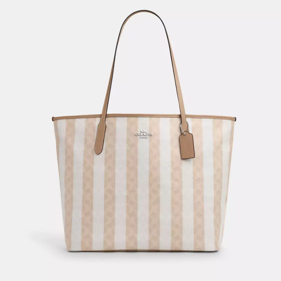 Coach 蔻驰 Large City 竖条纹托特包