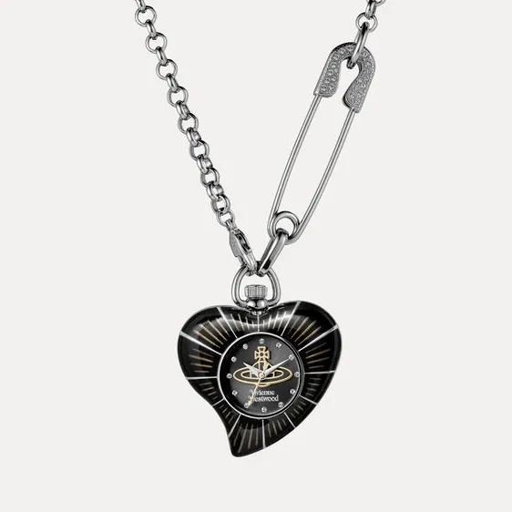 Vivienne Westwood 西太后黑色爱心怀表