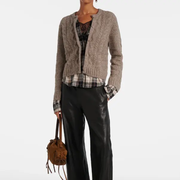 ACNE STUDIOS 格纹衬衫拼接针织开衫