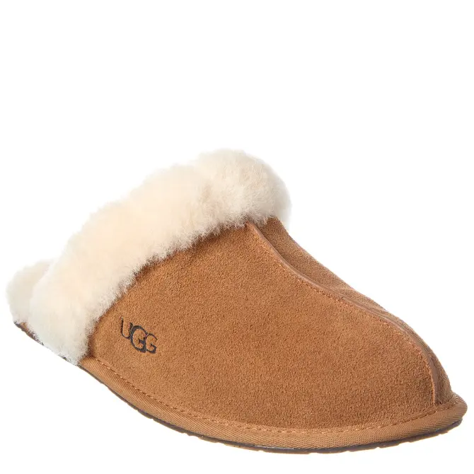 UGG Scuffette II 绒面革和羊毛皮拖鞋