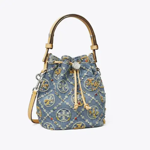 被这个包包美晕了！Tory Burch 汤丽柏琦 限定 单宁刺绣水桶包