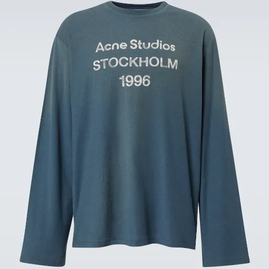 ACNE STUDIOS 1996 徽标蓝色长袖T恤