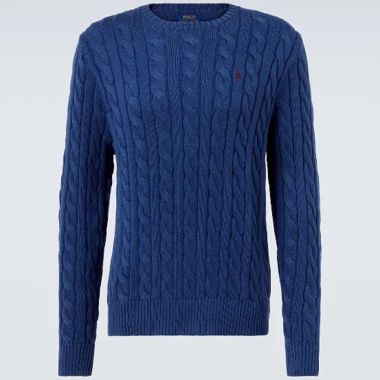 POLO RALPH LAUREN 拉夫劳伦蓝色针织绞花毛衣