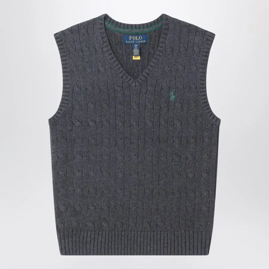 Polo Ralph Lauren 拉夫劳伦大童款灰色绞花毛衣马甲