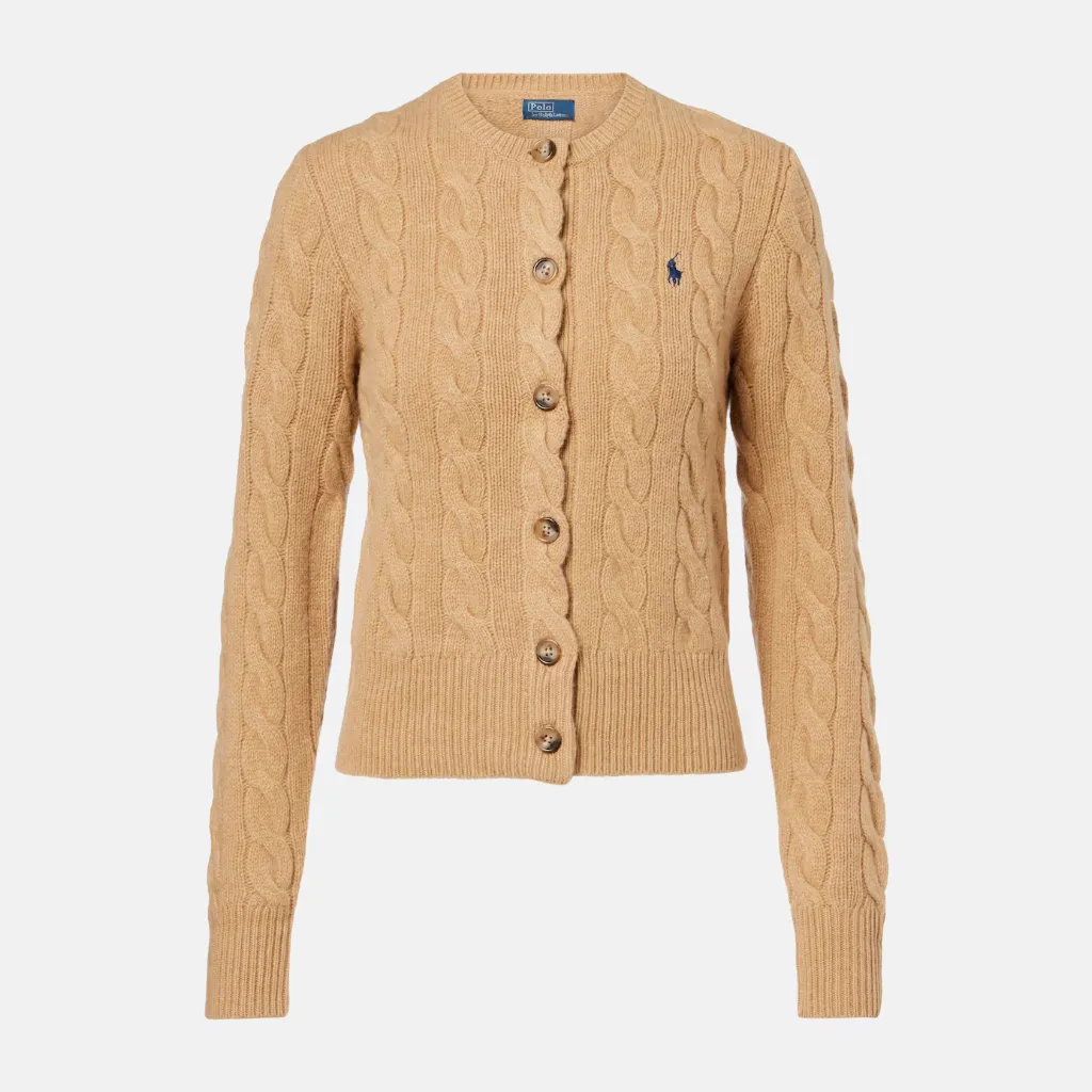 POLO RALPH LAUREN 拉夫劳伦浅棕色针织绞花开衫