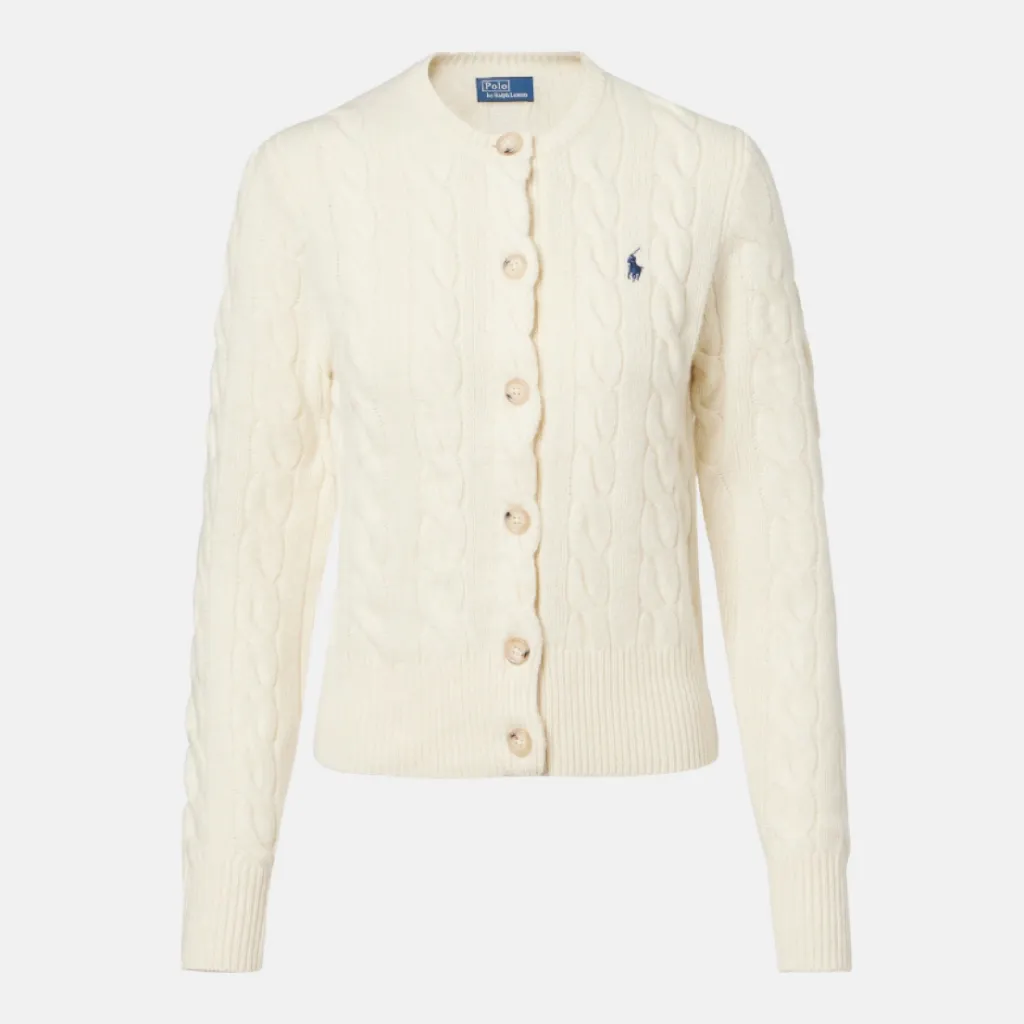 POLO RALPH LAUREN 拉夫劳伦白色针织绞花开衫