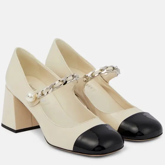 MIU MIU 米白色玛丽珍高跟鞋