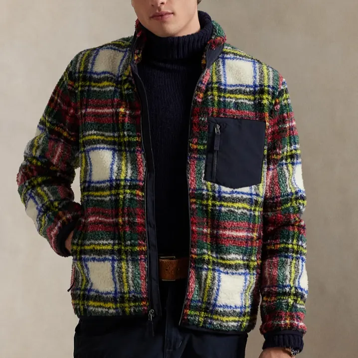 Polo Ralph Lauren 拉夫劳伦格纹绒毛混合羊毛夹克