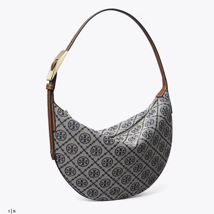 Tory Burch 汤丽柏琦 老花月牙包 - 灰色