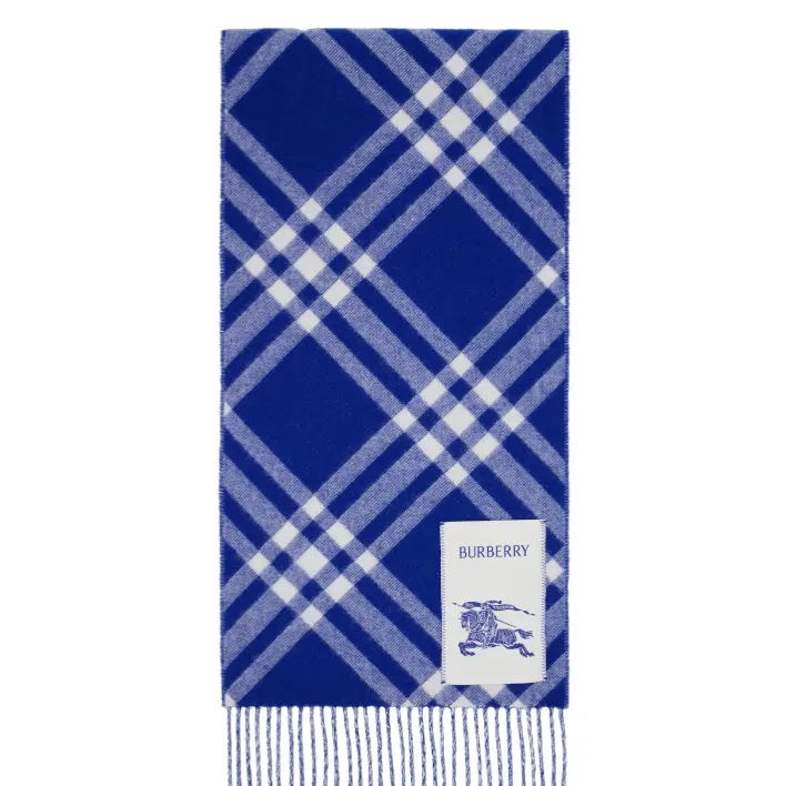 张若楠同款！Burberry 蓝色格纹羊绒围巾