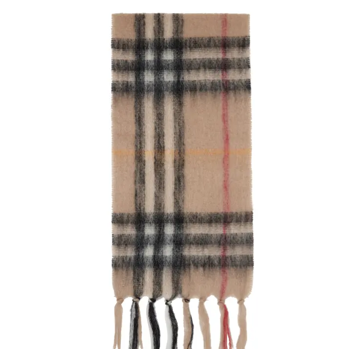 Burberry  米色格纹羊毛围巾