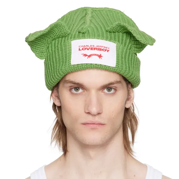 中站含税！Charles Jeffrey LOVERBOY 绿色 Chunky Ears 毛线帽