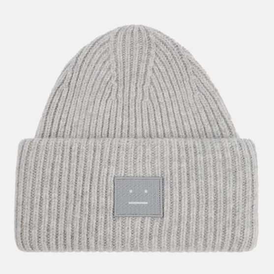 ACNE STUDIOS 徽标灰色针织冷帽