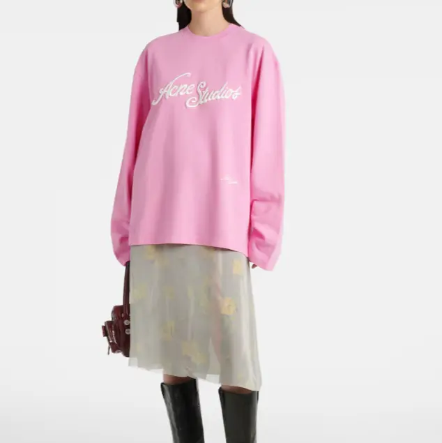 王鹤棣同款！ACNE STUDIOS 徽标粉色长袖T恤
