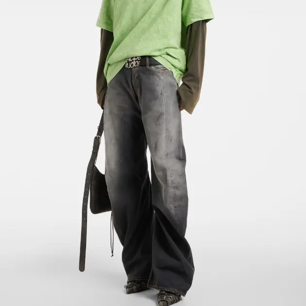 ACNE STUDIOS 2006F 黑色低腰阔腿牛仔裤
