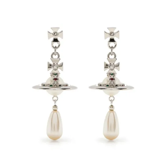 华晨宇同款 VIVIENNE WESTWOOD 西太后银色土星水滴耳环