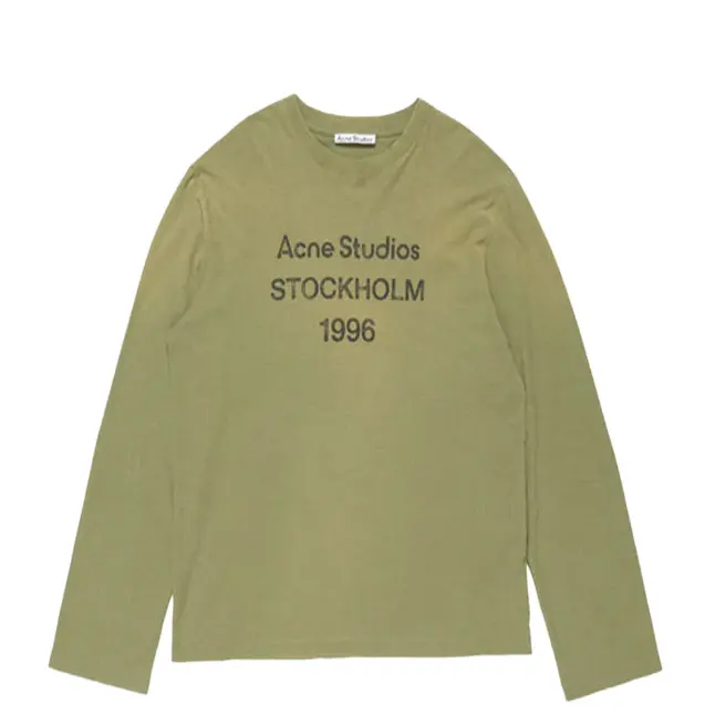 Acne Studios 橄榄绿经典文字长袖T恤