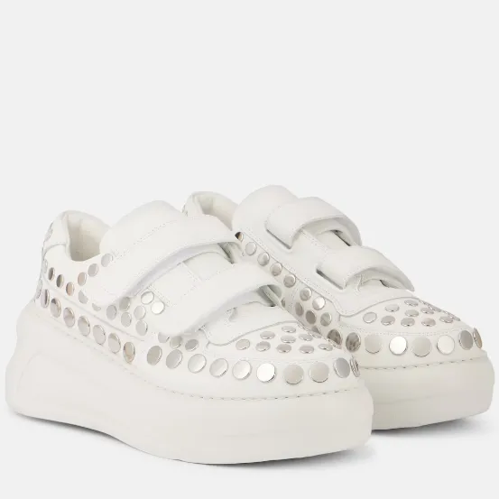 ACNE STUDIOS 铆钉装饰魔术贴小白鞋