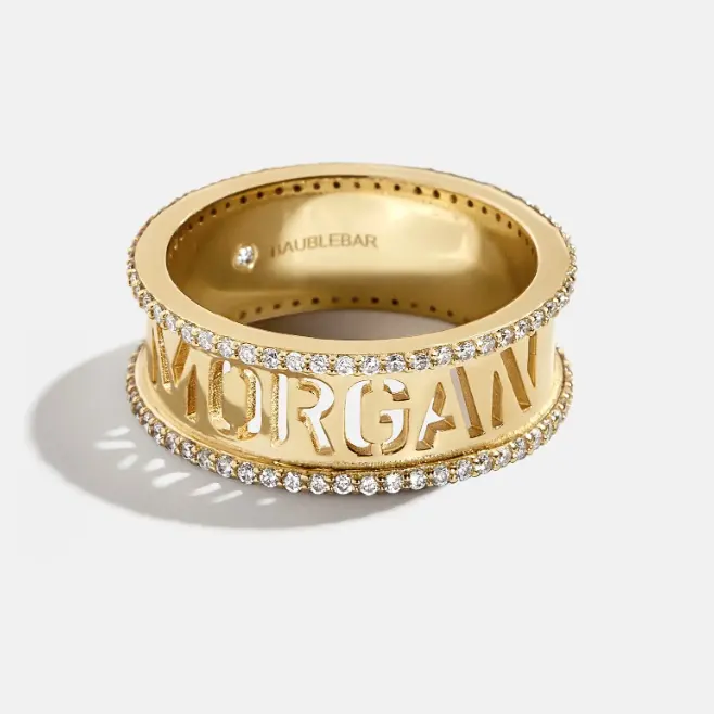 Baublebar 18K镂空定制名字戒指