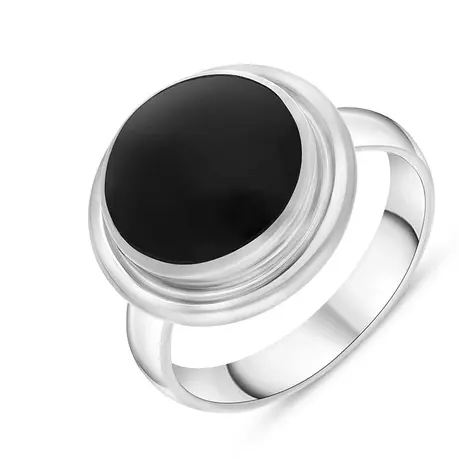 W Hamond 惠特比煤玉圆形实心镶嵌戒指