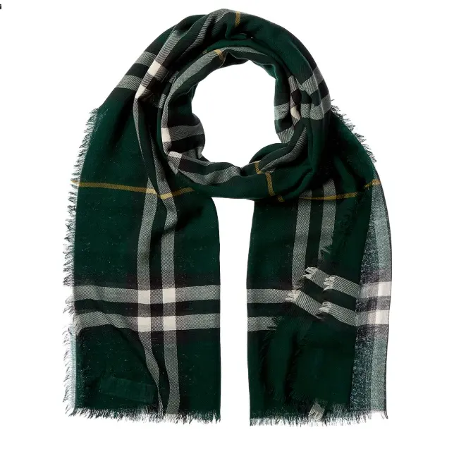 Burberry 绿色格子羊毛围巾
