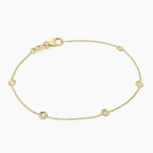 Roberto Coin 18K 黄金钻石镶边手链