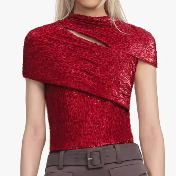 Self-Portrait 红色镂空上衣