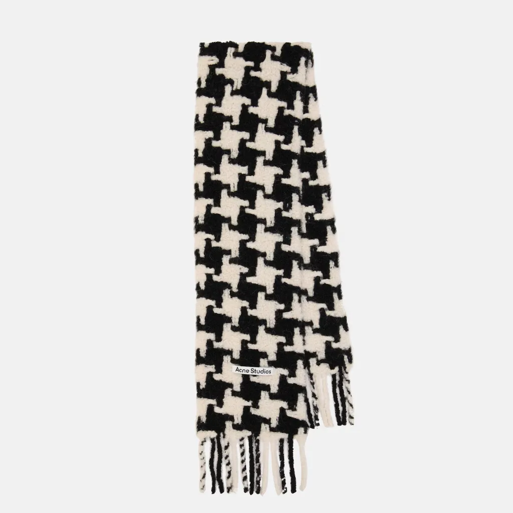 ACNE STUDIOS 千鸟格黑白羊驼毛混纺围巾