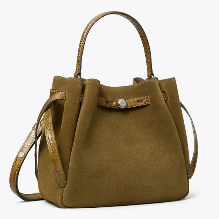 即将断货！Tory Burch 汤丽柏琦 Romy 麂皮水桶包