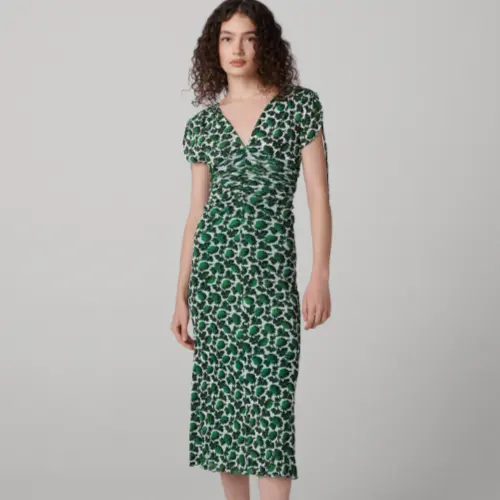 DVF Charlotte 连衣裙 绿色树莓图案