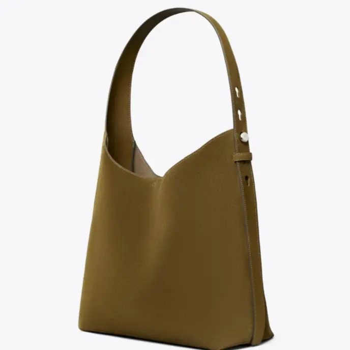 新品首打折！Tory Burch 汤丽柏琦 ROMY 麂皮单肩包 深橄榄色